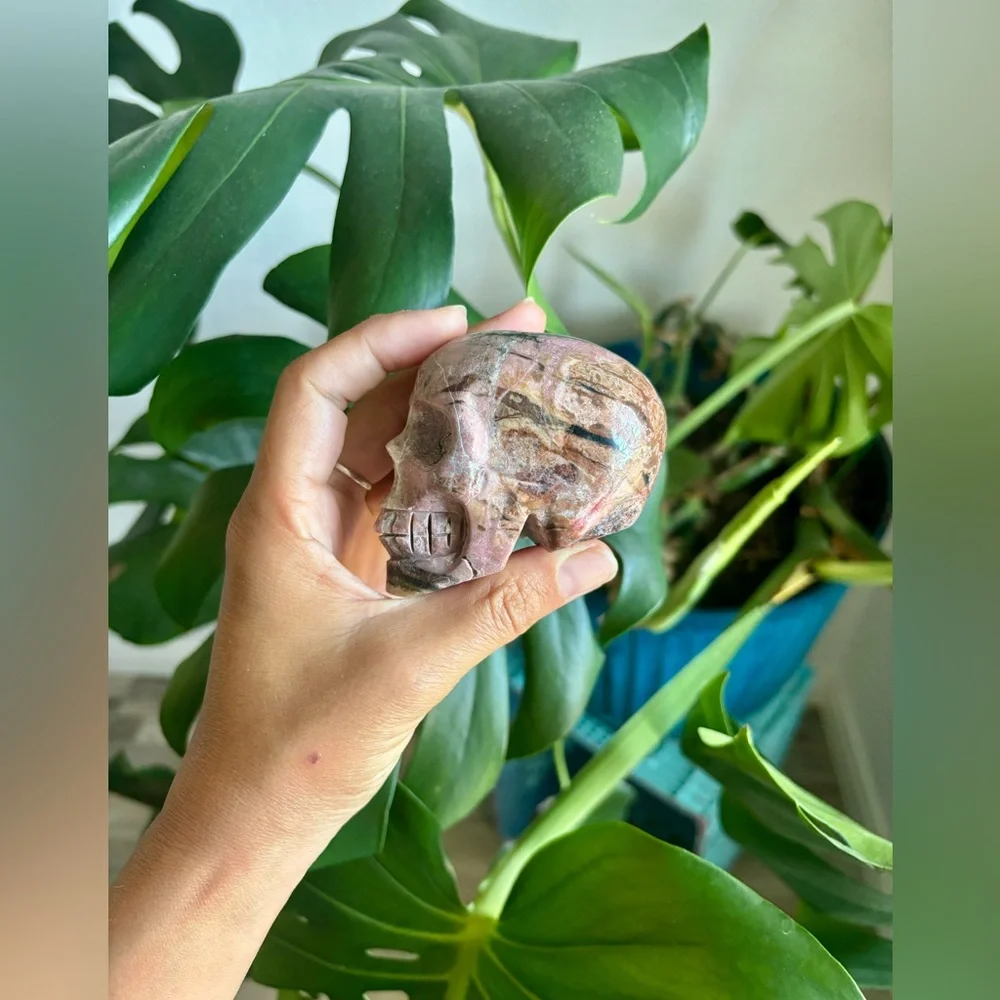 Rhodonite Skull Carving - Picture 5 of 5